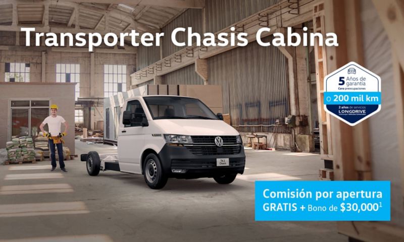 Promoción VW Transporter Chasis con comisión por apertura GRATIS +Bono de $30,000