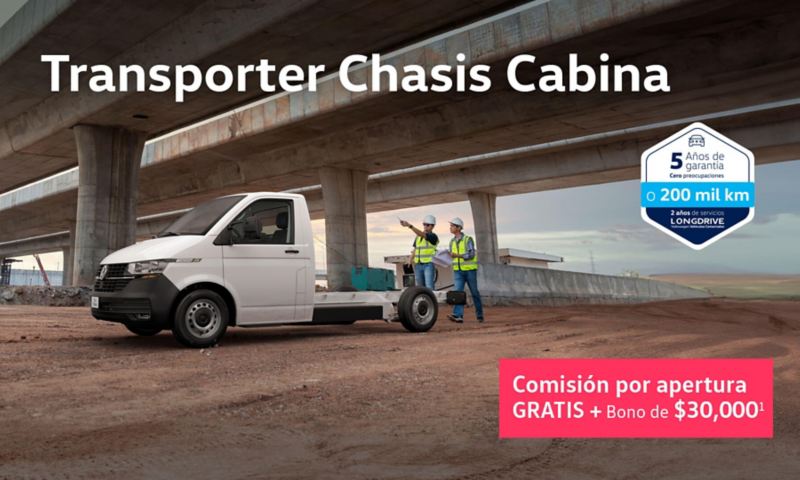 Promoción VW Transporter Chasis con comisión por apertura GRATIS +Bono de $30,000