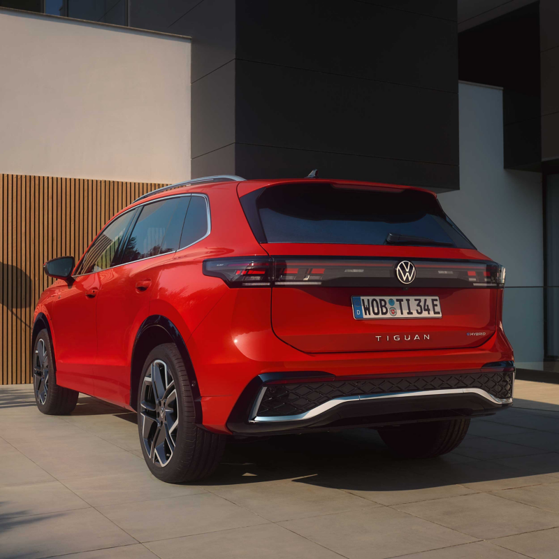 a red Tiguan ehybrid