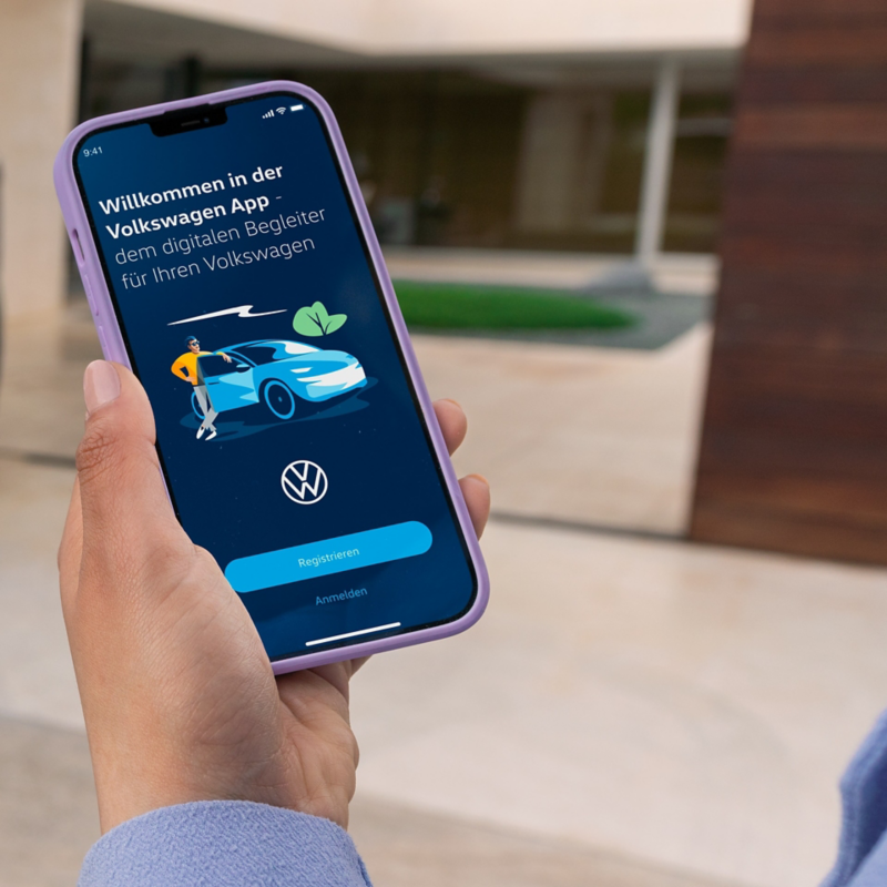 Volkswagen app på en smartphone.
