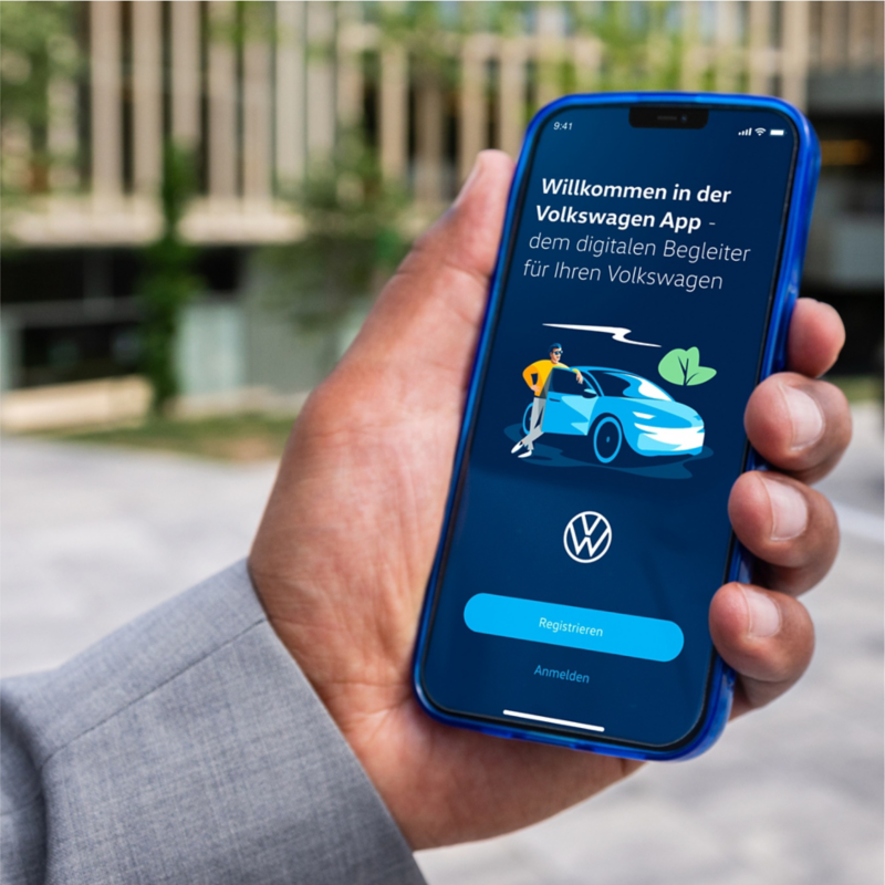 Smartphone med Volkswagen App.