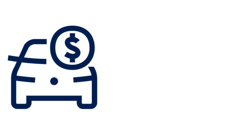 Icon of car with dollar sign