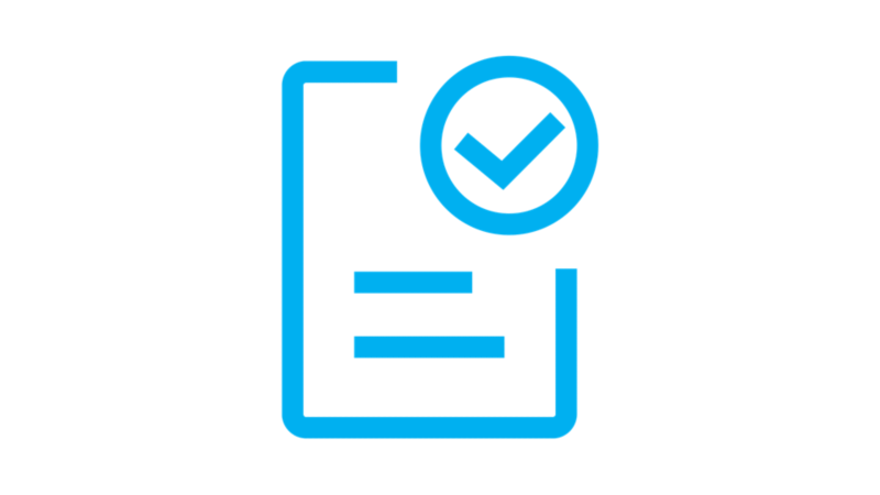 Un icono que muestra una hoja de papel con un check