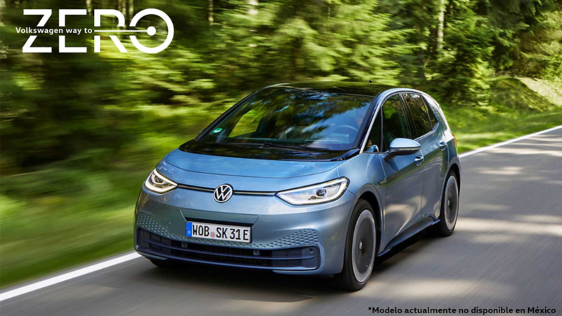 Volkswagen ID.3, auto eléctrico hatchback en tono azul.