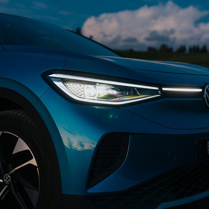 Close up image of ID. 4 Pro front left headlight