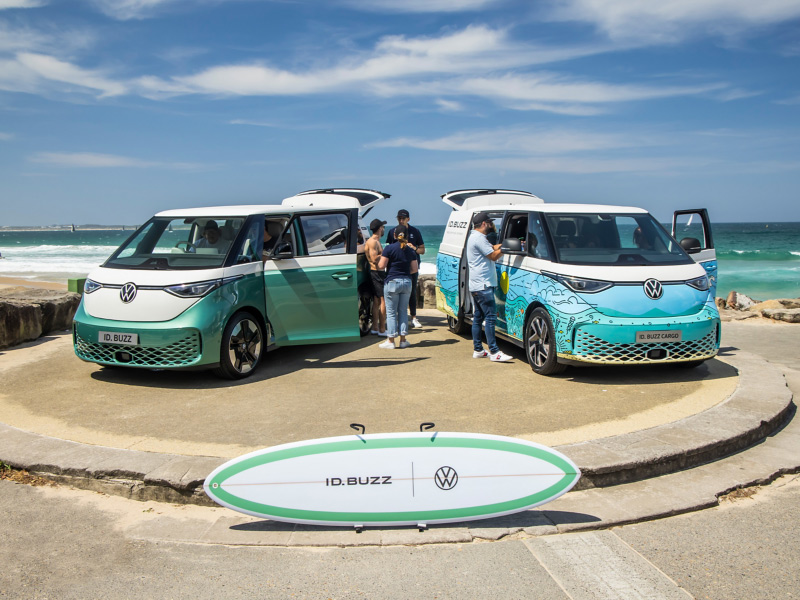 ID. Buzz and ID. Buzz Cargo at Volkswagens Surf Masters Championship 2023