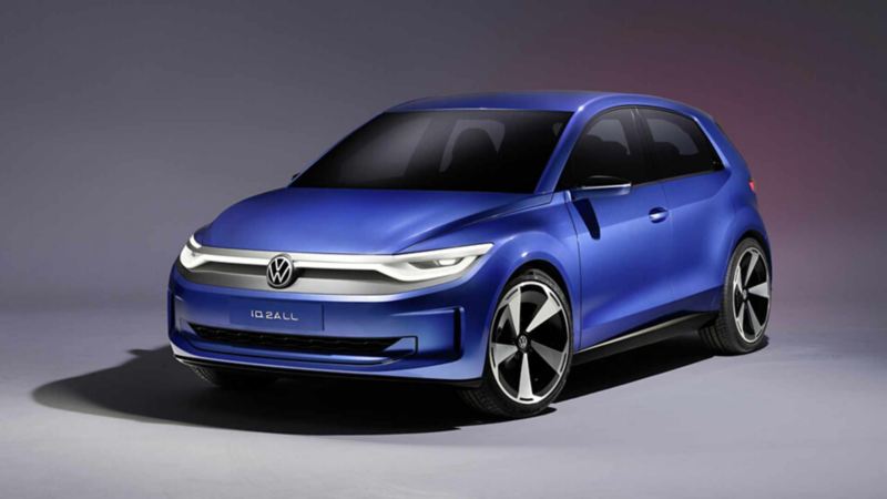 Volkswagen ID. 2all, carro eléctrico de Volkswagen en color azul. 