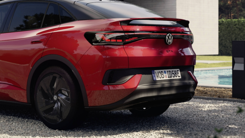 Back view of a red VW ID.5 GTX