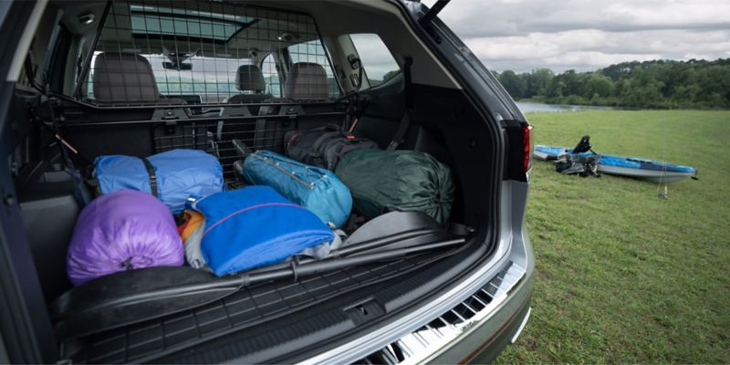 Rear compartment of VW Atlas with Cargo.