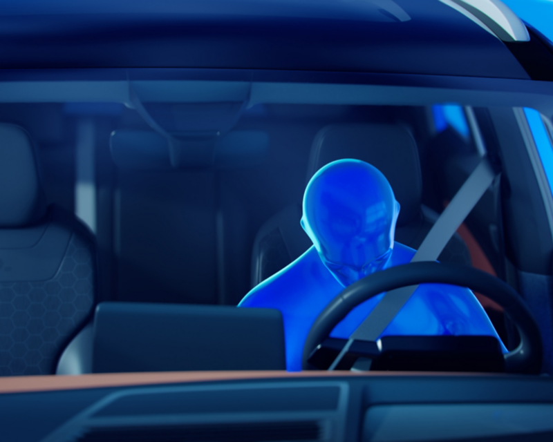 Vehículo CGI VW con conductor.