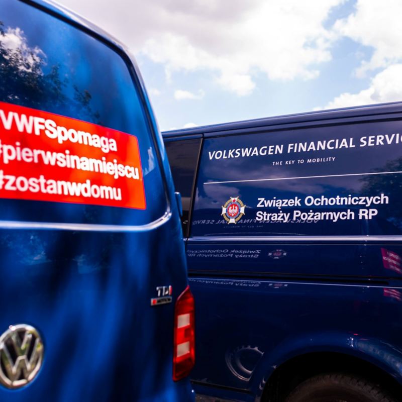 Zbliżenie Volkswagena Transporter T6 dla Ochotniczych Straży Pożarnych 