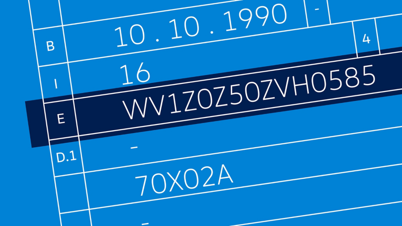 Visualization of the Volkswagen VIN in the registration certificate part 1