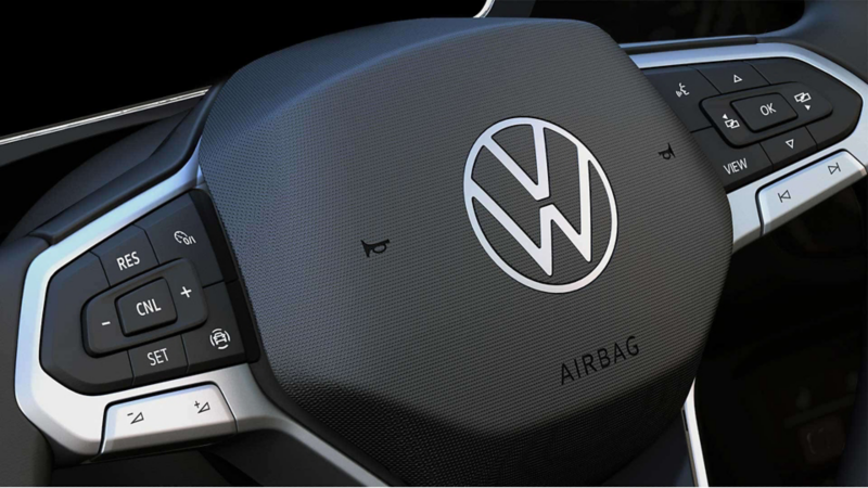 Volante de Nuevo T Cross, con logo VW y caja de alojo de bolsa de aire. 