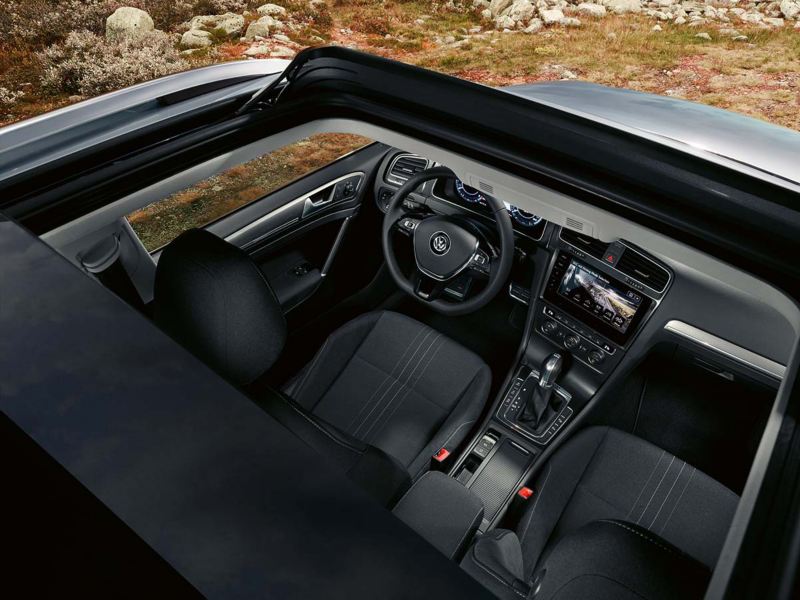 Volkswagen Golf's interior view from the sunroof