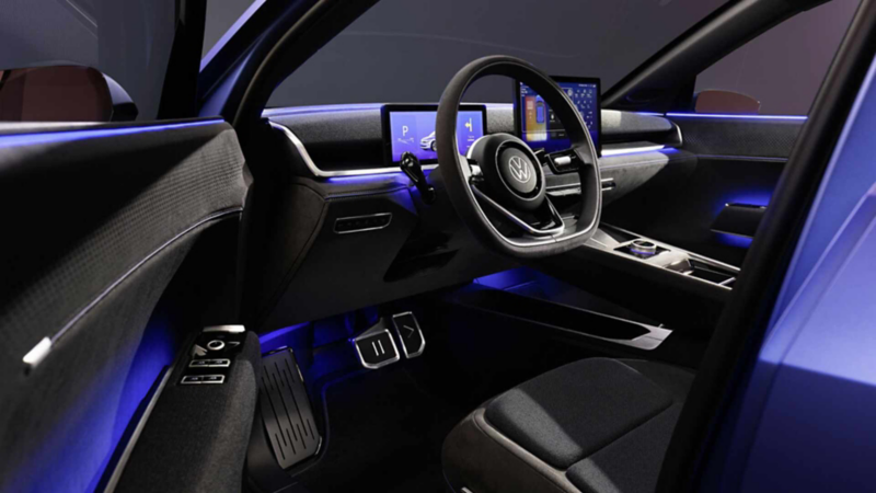 Volante y panel de control de nuevo auto eléctrico ID. 2all. 