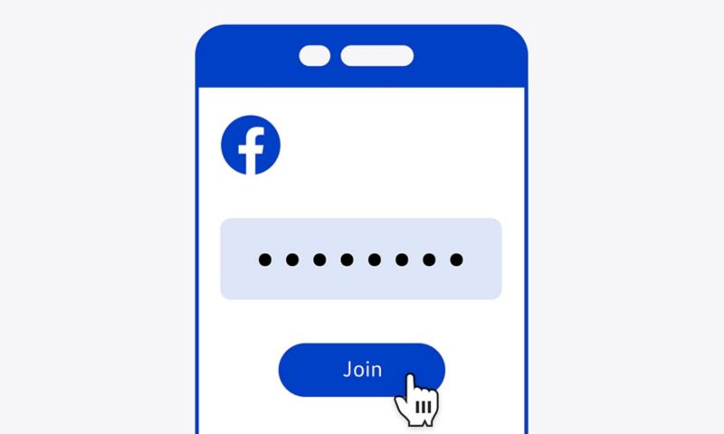 En illustrerad smartphone som visar Facebookgränssnittet