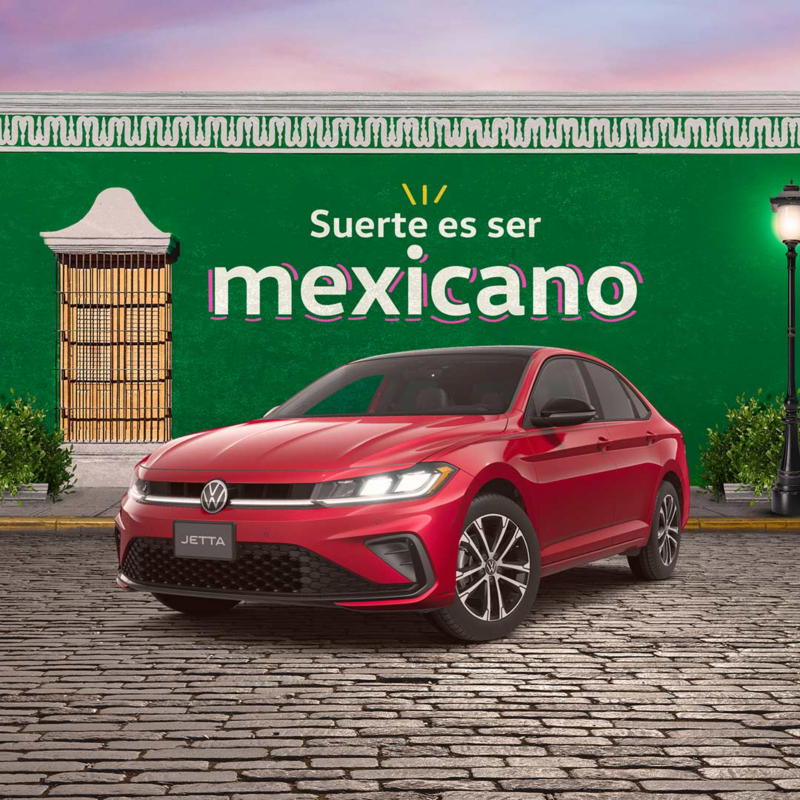 Autos nuevos de Volkswagen en promoción. Jetta 2025 en color azul. 