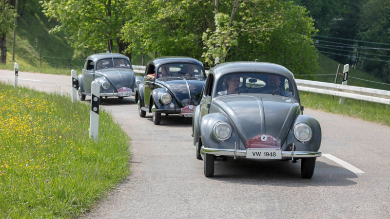 3 Käfer fahren auf der Strasse