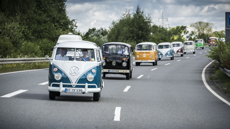 Mehrere VW Busse auf einer Strasse