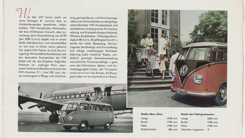 Un opuscolo pubblicitario per il VW Bus del 1951
