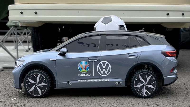 A side view of the Volkswagen Tiny Football Car