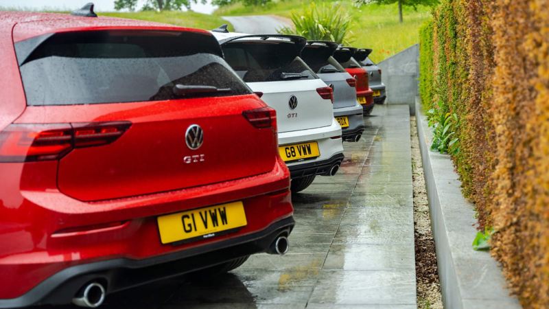 A rear shot of various Mk 8 Golf GTI's lined-up