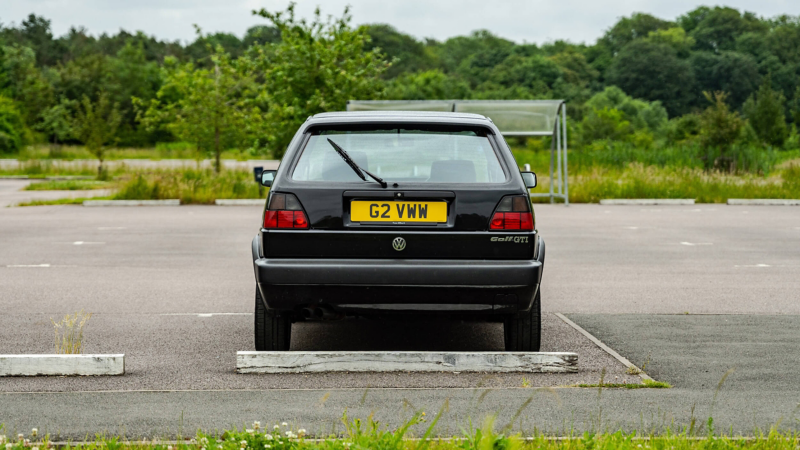 A rear shot of a black Mk 2 VW Golf GTI 