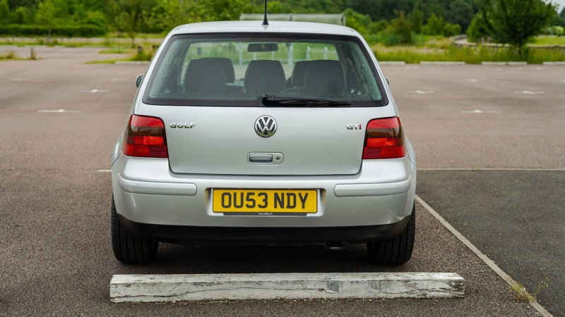 A rear shot of a silver Mk 4 VW Golf GTI 