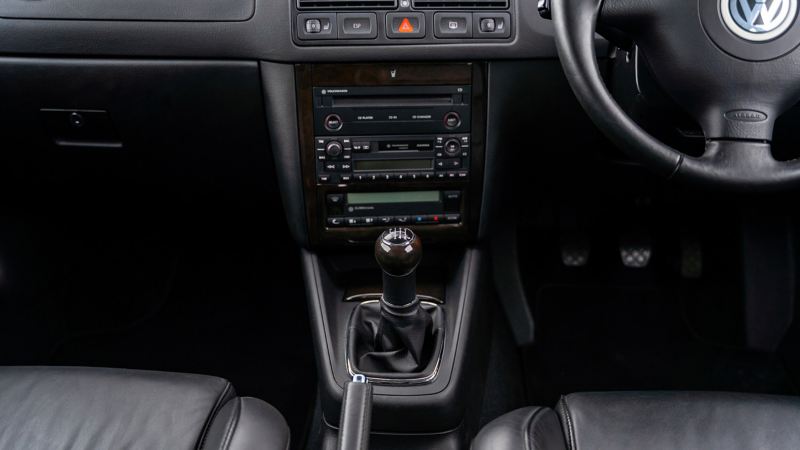 A interior view showing the radio and gearstick in a Mk 4 VW Golf GTI
