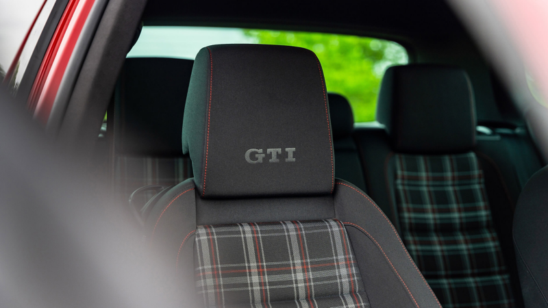 GTI logo detail on the driver's seat in a Mk 6 VW Golf GTI