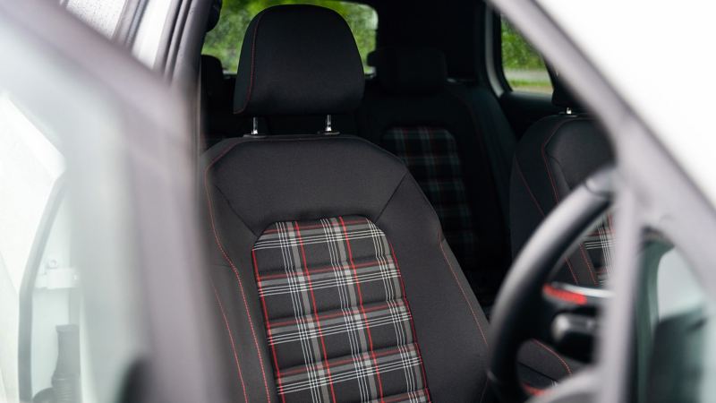 Image showing tartan fabric detail on drivers seat