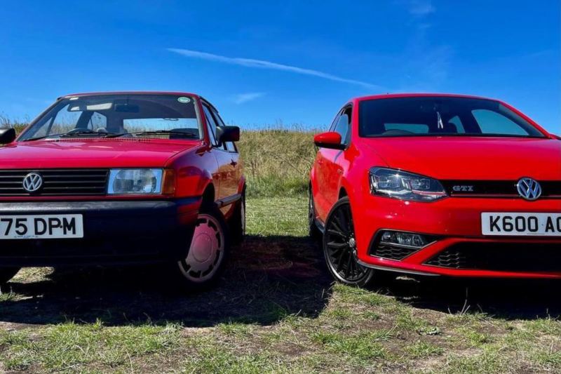 Two parked Polo GTI's in a field