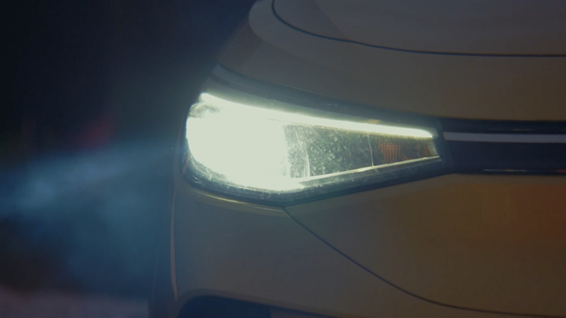A closeup photo of a headlight on the ID.4.