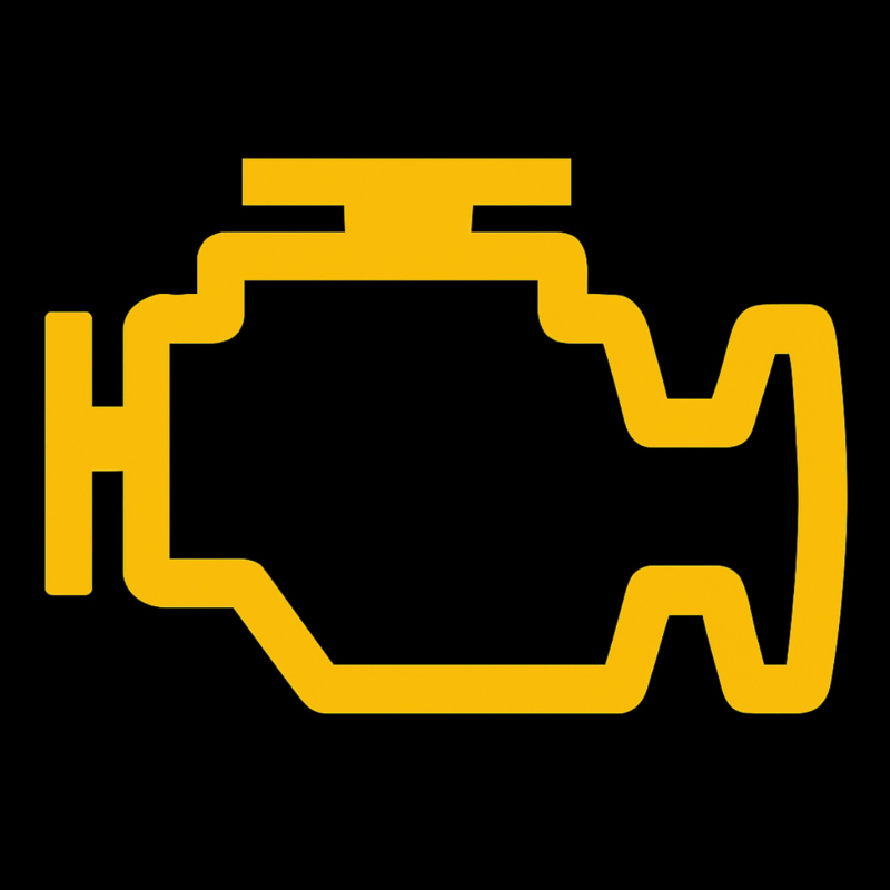 Luz check engine en tablero de Volkswagen, indicador de falla en motor del auto.