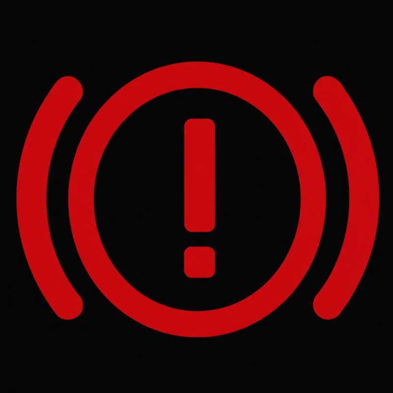 Luz de freno de mano en tablero de Volkswagen, alerta roja del sistema de frenos.