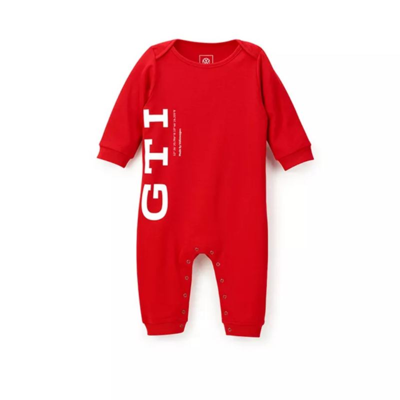 Mameluco para bebé en color rojo con siglas de GTI.