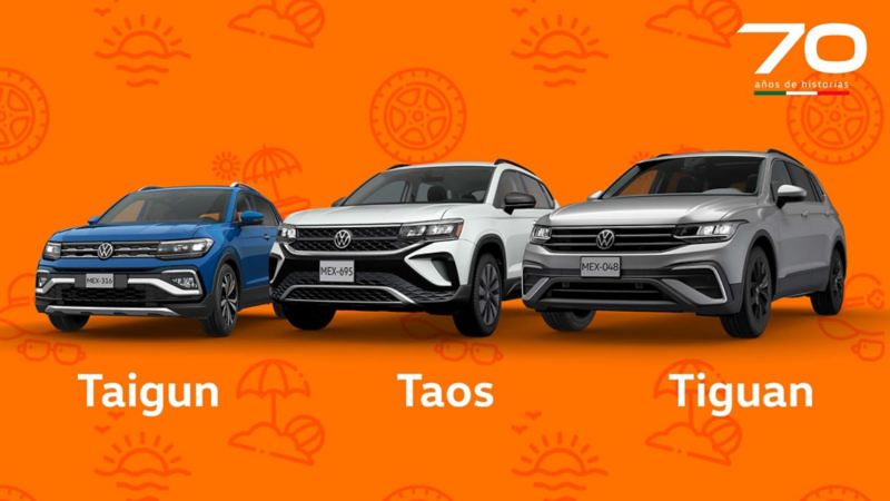 Camionetas SUV de Volkswagen en promoción. Tiguan, Taos y Taigun 2024. 