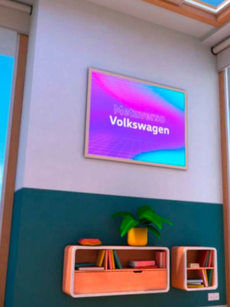 Interior de concesionaria Volkswagen en Metaverso. 