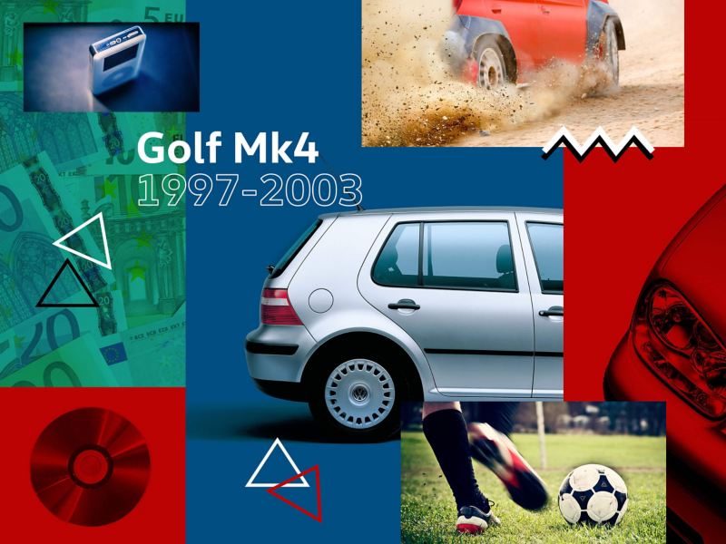 A mural showing the Golf mark 4 alongside items from the 1990s and early 2000s