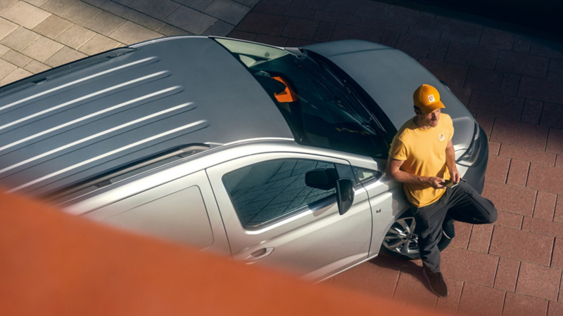 De nieuwe Volkswagen Caddy Cargo van boven gezien.