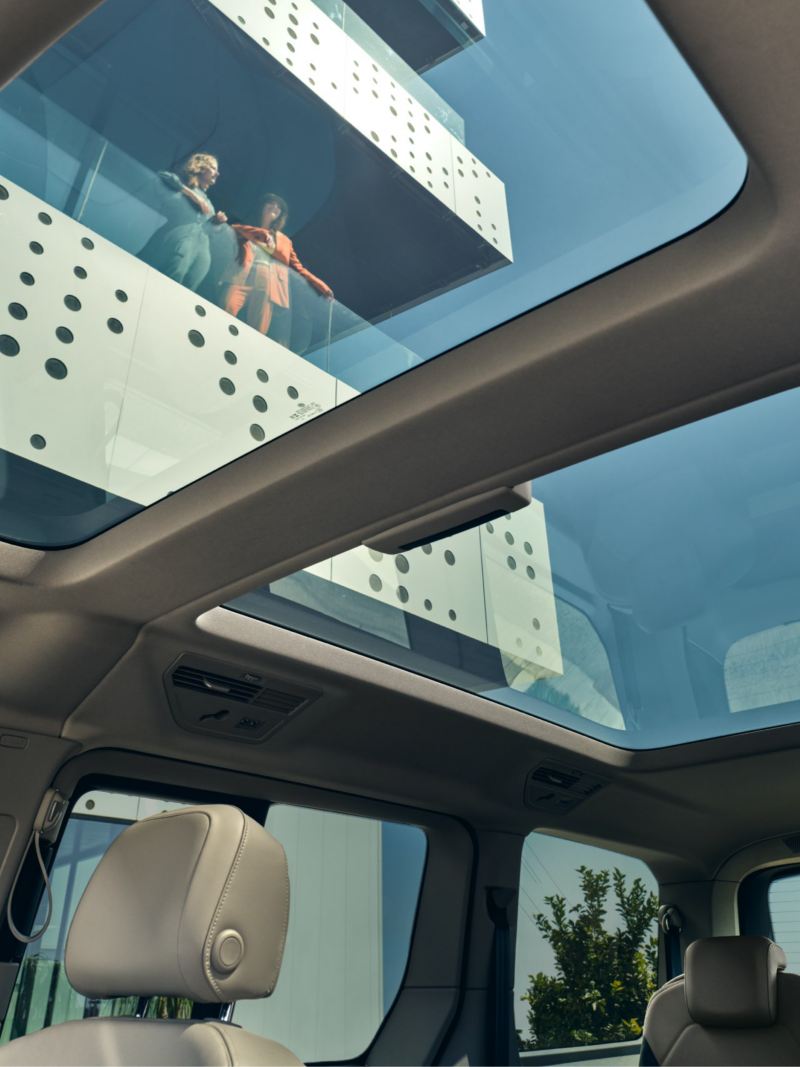 The panoramic glass roof from the inside.