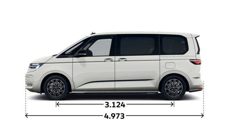 Der VW Multivan "ENERGY" eHybrid von der Seite.