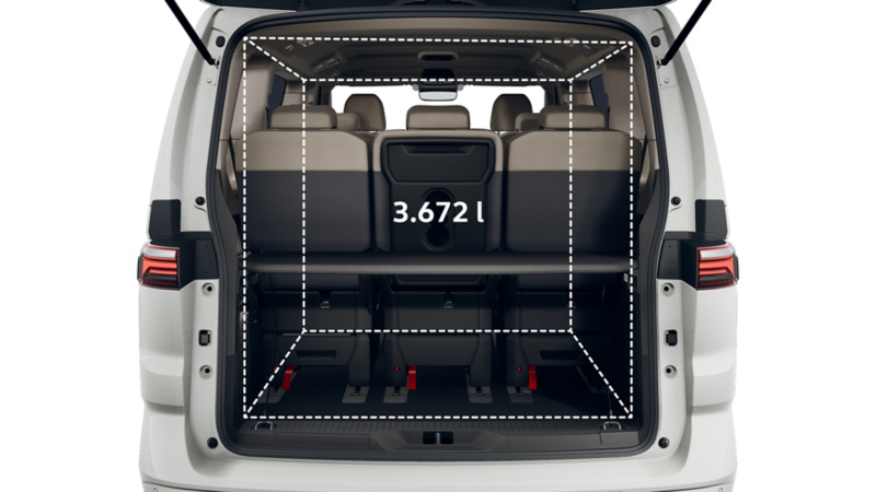 Der VW Multivan "ENERGY" von hinten.
