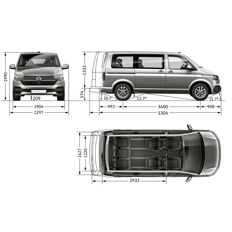 Габаритные размеры фольксваген транспортер