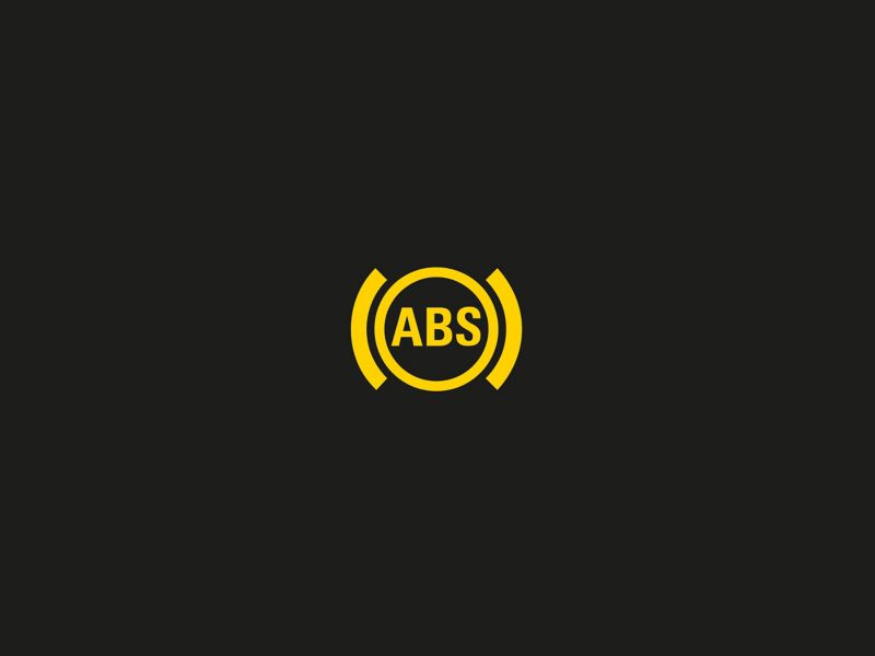Yellow anti-lock brake system (ABS) fault warning light 