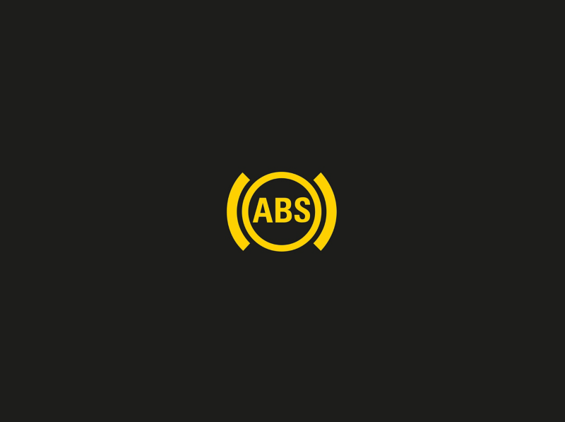 Amber anti-lock brake system (ABS) fault warning light 