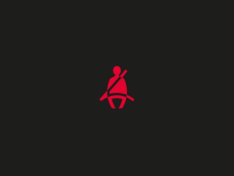 Red fasten seat belt warning light
