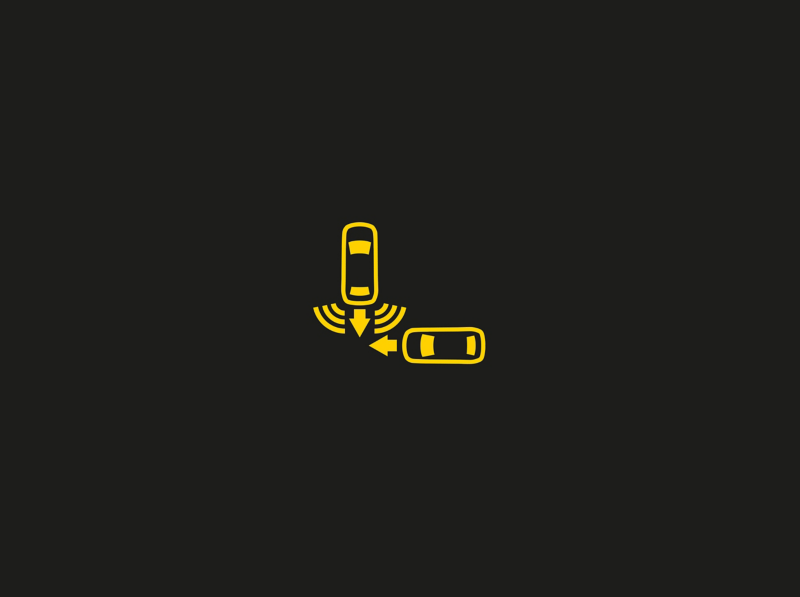Amber rear traffic alert braking intervention warning light 