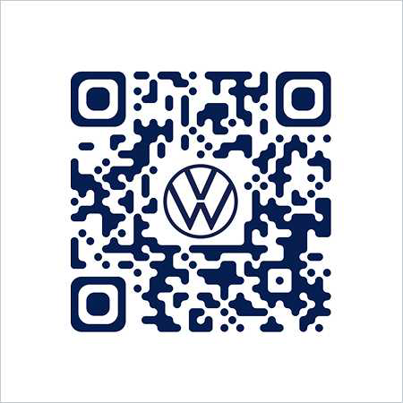 QR code with the Volkswagen logo in the center, available for download on the Android.