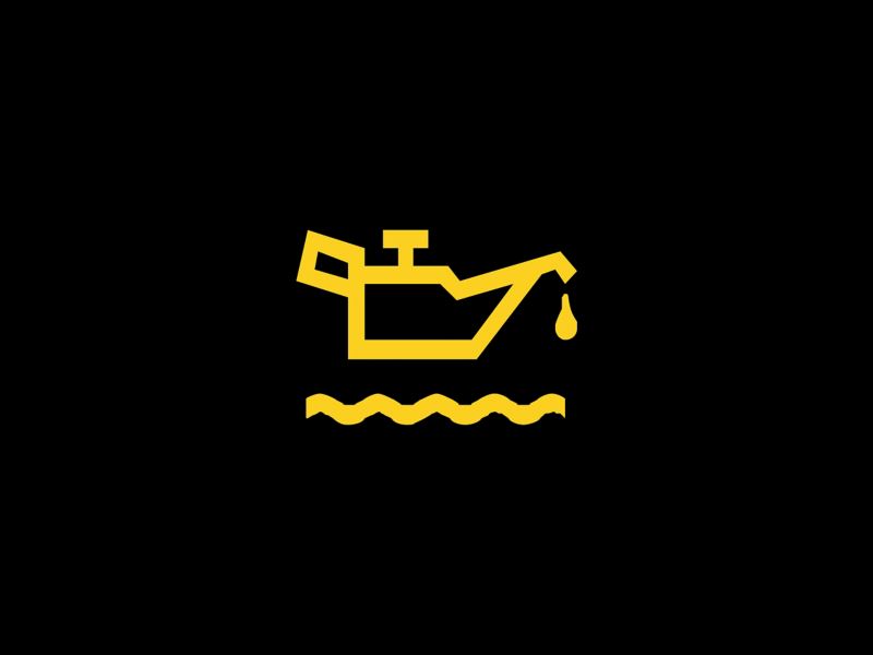 VW amber oil level low or too high oil can with squiggly line below it